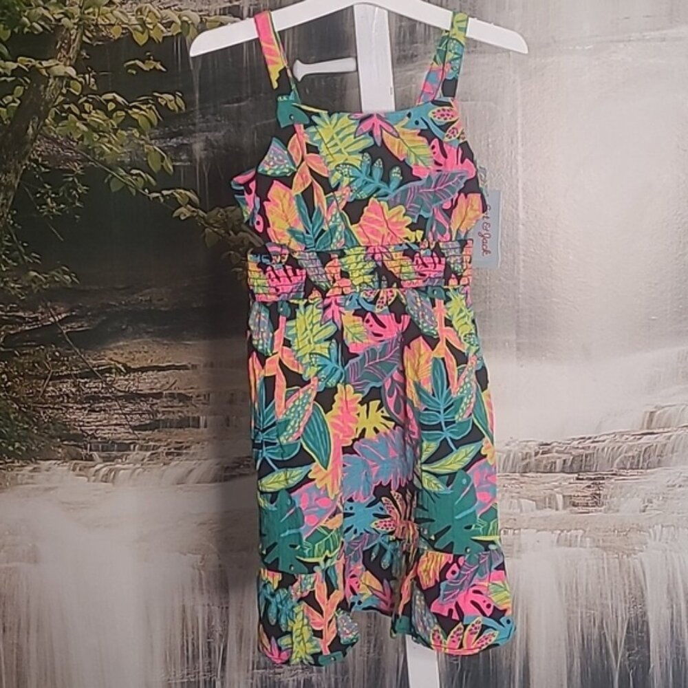 New with tags! Cat & Jack Girls Large bright floral colorful summer sun dress